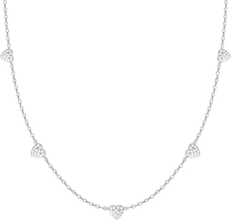 FUNEIA Dainty Silver Gold Necklaces for Women Trendy Non Tarnish 14K Gold Plated Cubic Zirconia Necklace Layered Cute Butterfly Heart Station Choker Necklace Stack for Wedding Prom Brides Jewelry - Image 1
